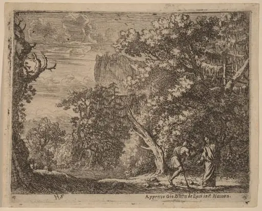 Temptation of Christ, by Herman van Swanevelt, ink, 1628
