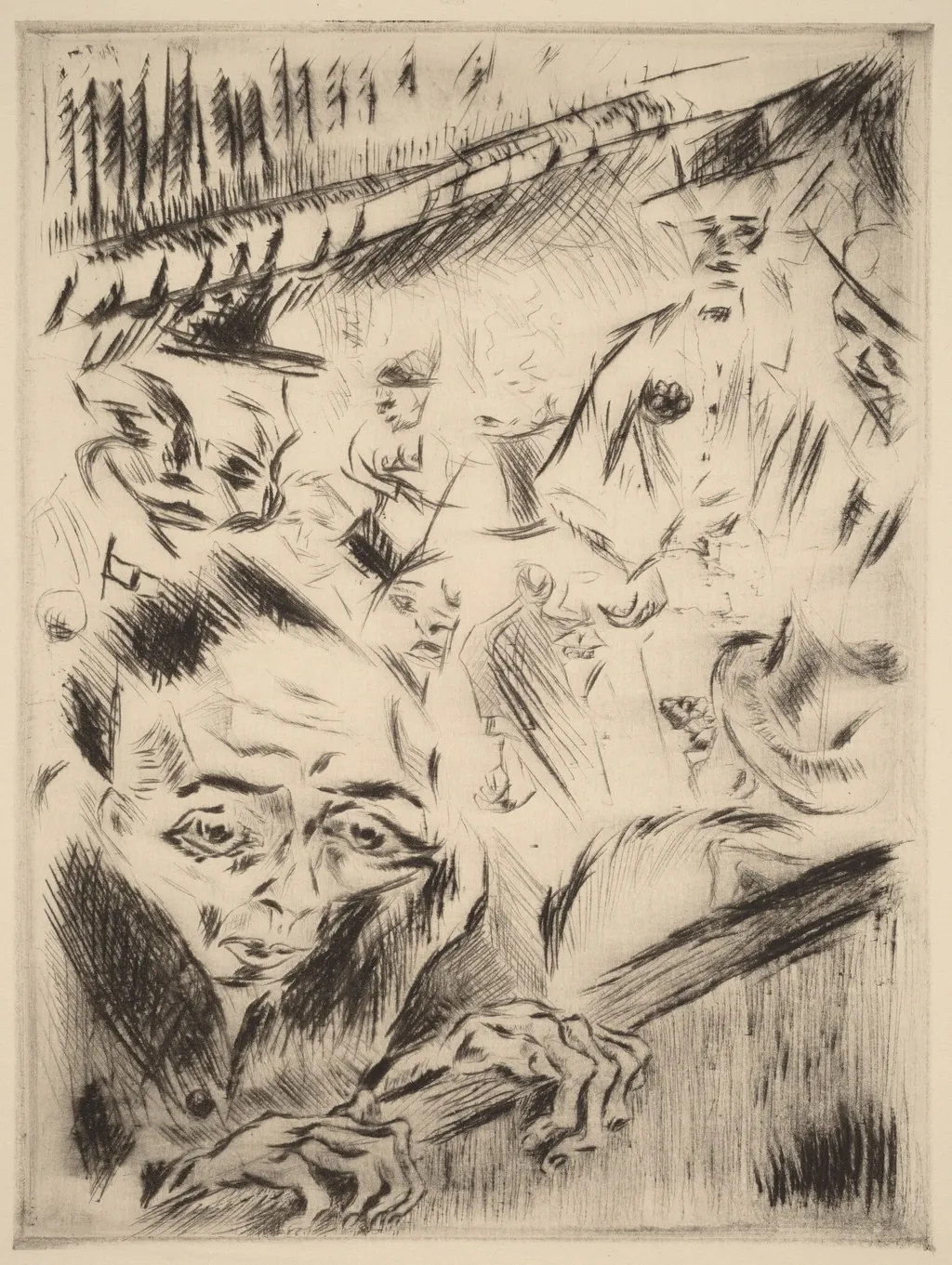 Robert in the Theater, by Walter Gramatté, ink, 1918
