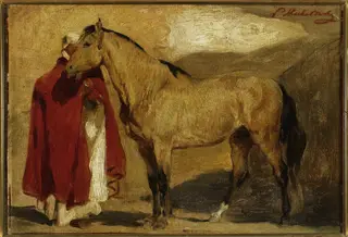 Moroccan man with a horse, by Piotr Michałowski, oil, 1837