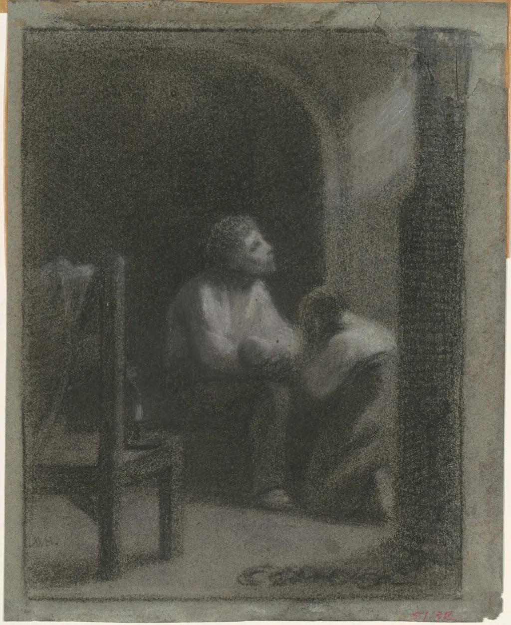 The Prayer, by William Morris Hunt, charcoal, 1864