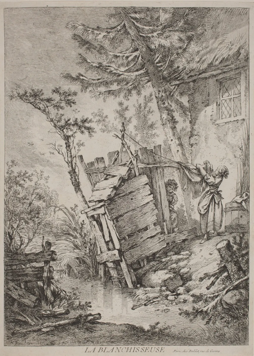 La Blanchisseuse, by François Boucher, ink, 1756