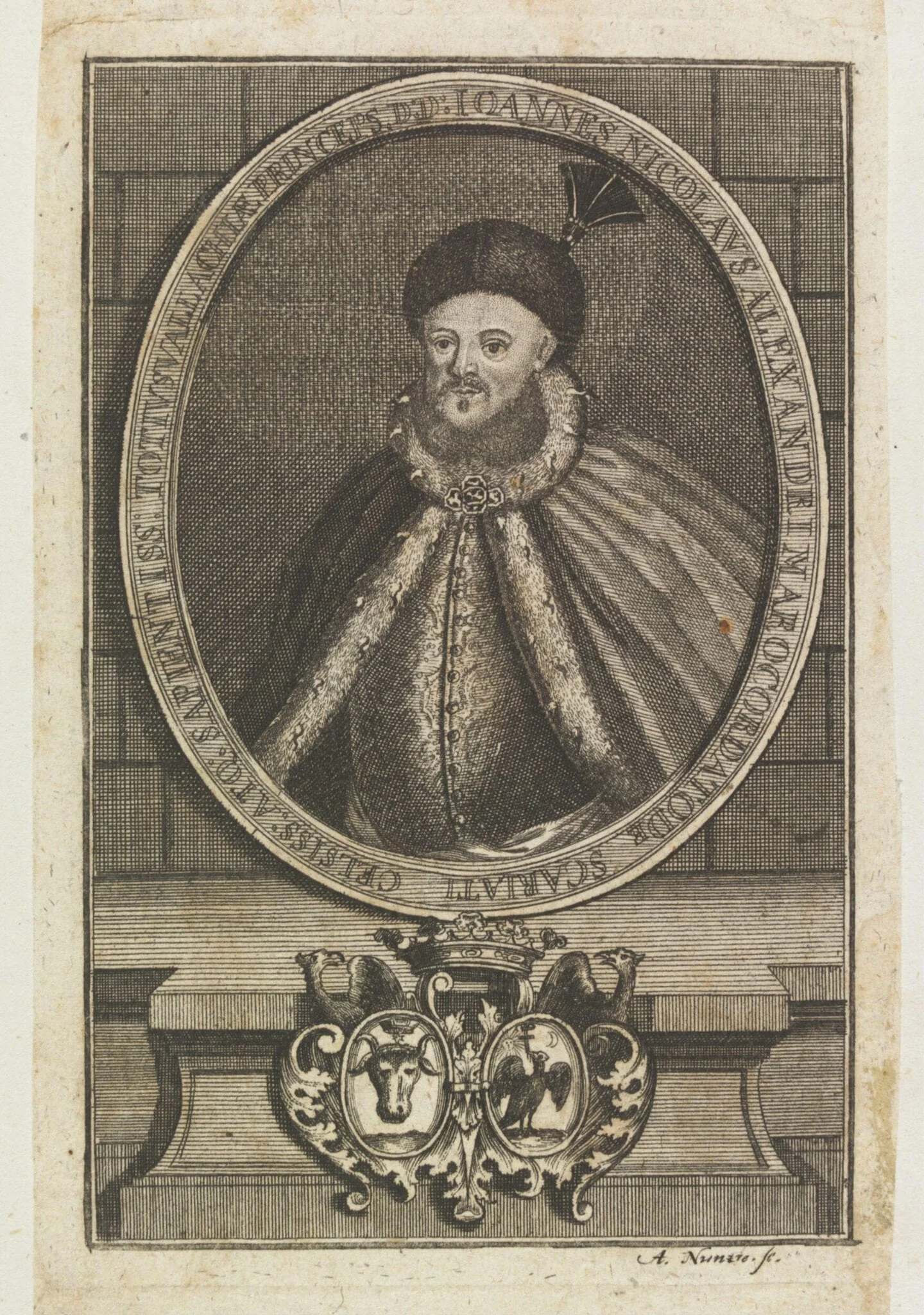 Ioannes Nicolaus Alexandri Maroc ordato de Scariati Celsiss: Atq: Sapientiss: Totius vallachiae Princeps, detail