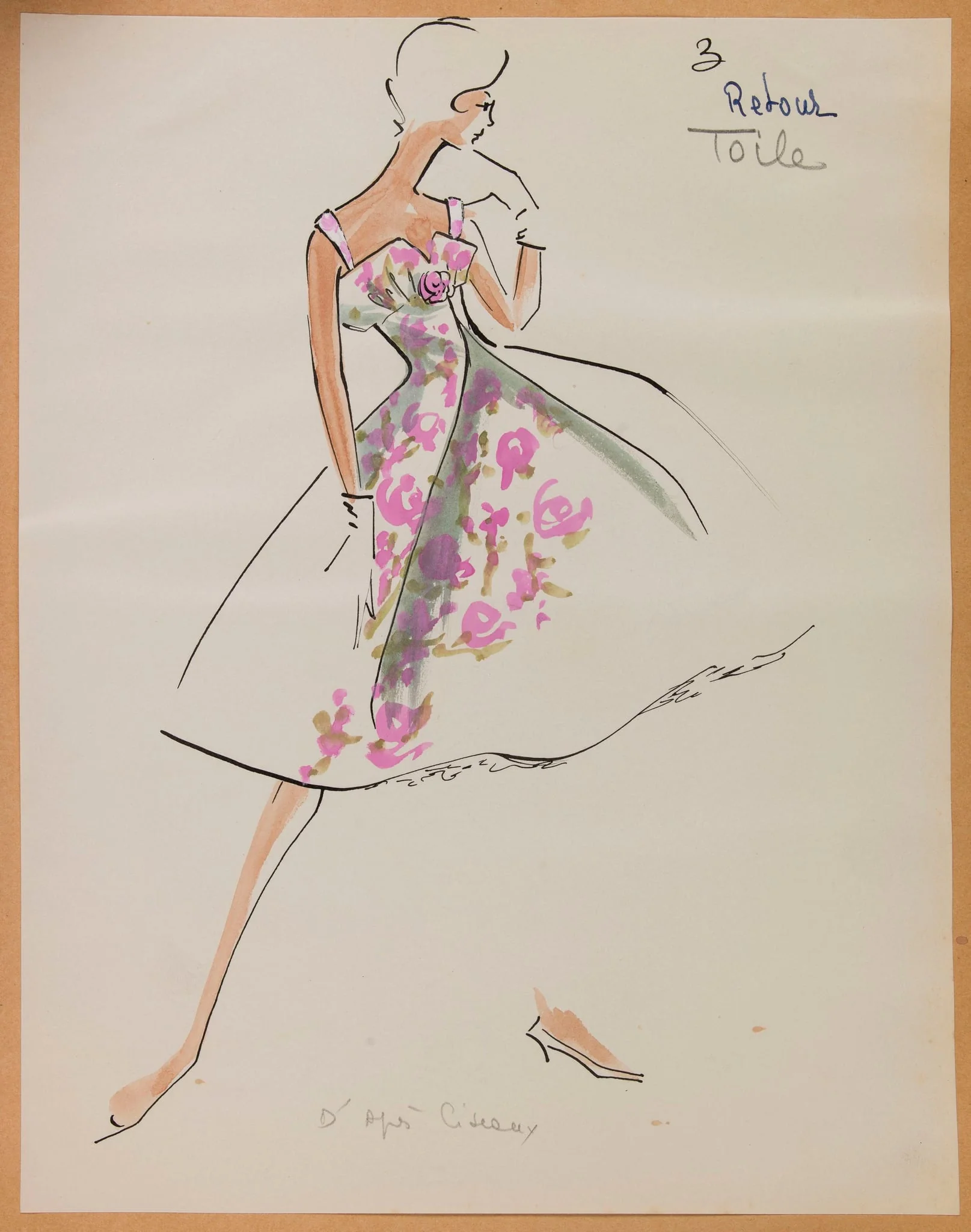 Robe à bretelles à motif foral rose, detail