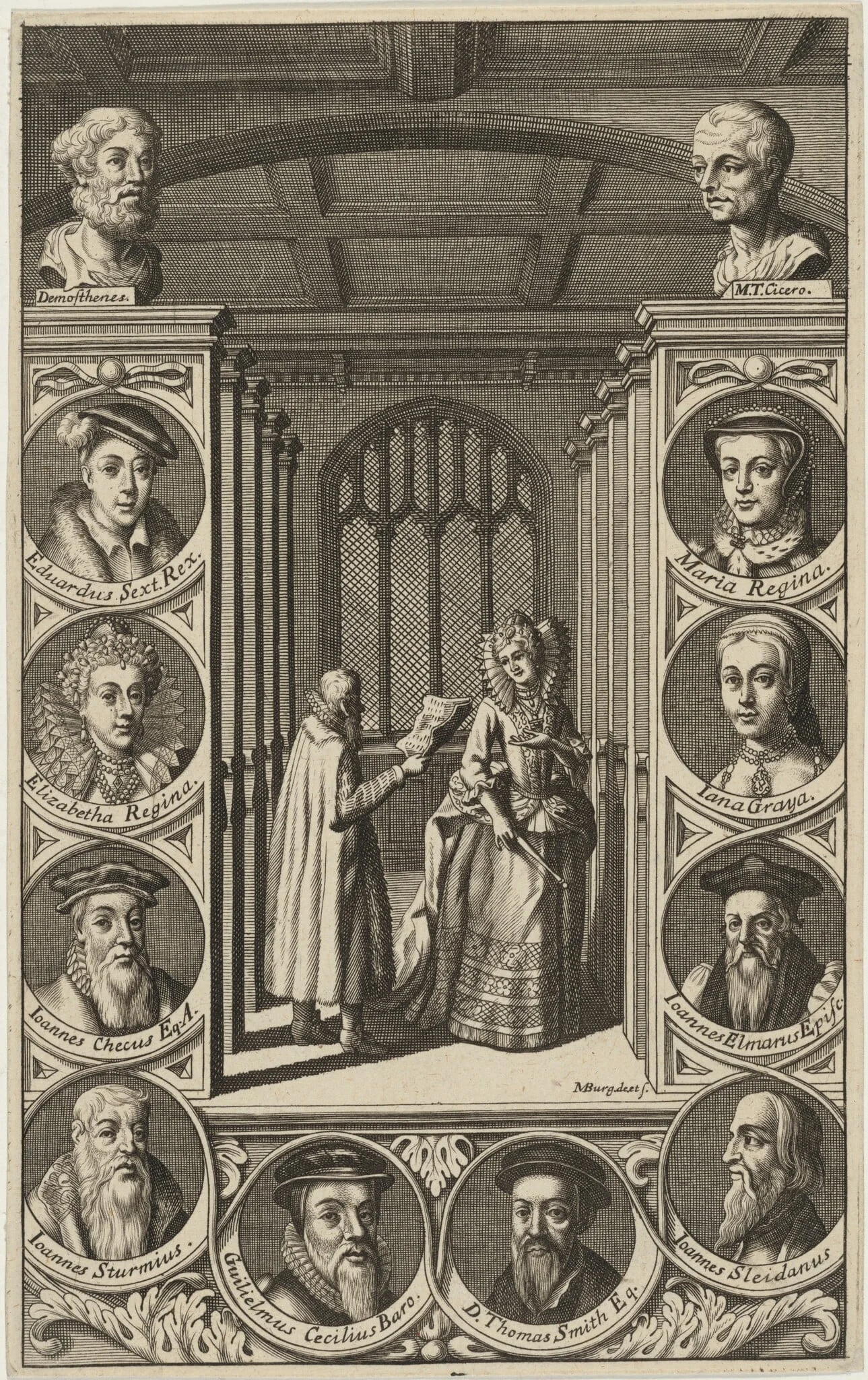 Roger Assham and Mary Surrounded by MedallianPortraits, detail