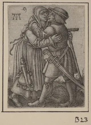 Embracing Couple, by Martin Treu, ink, 1540