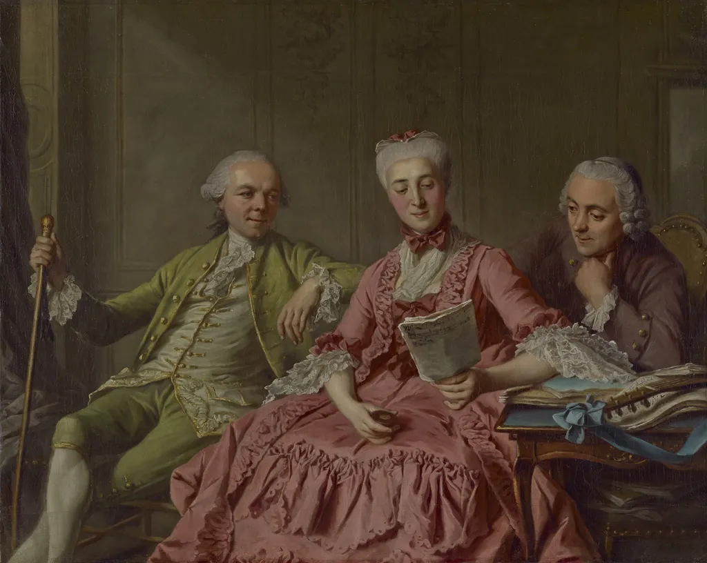 Presumed Portrait of the Duc de Choiseul and Two Companions, by Jacques Wilbaut, oil, 1775