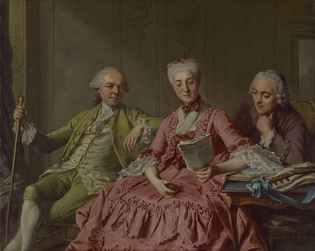Presumed Portrait of the Duc de Choiseul and Two Companions, by Jacques Wilbaut, oil, 1775