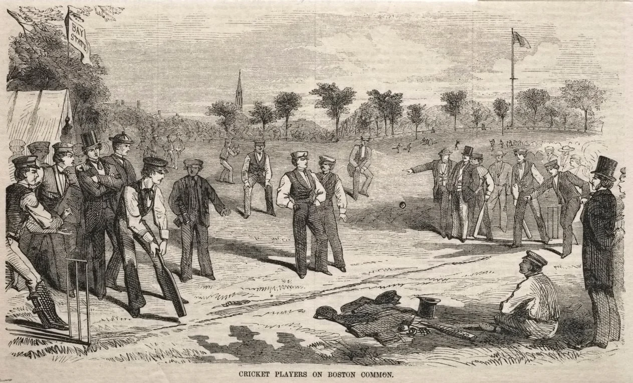 Cricket Players on Boston Common, detail