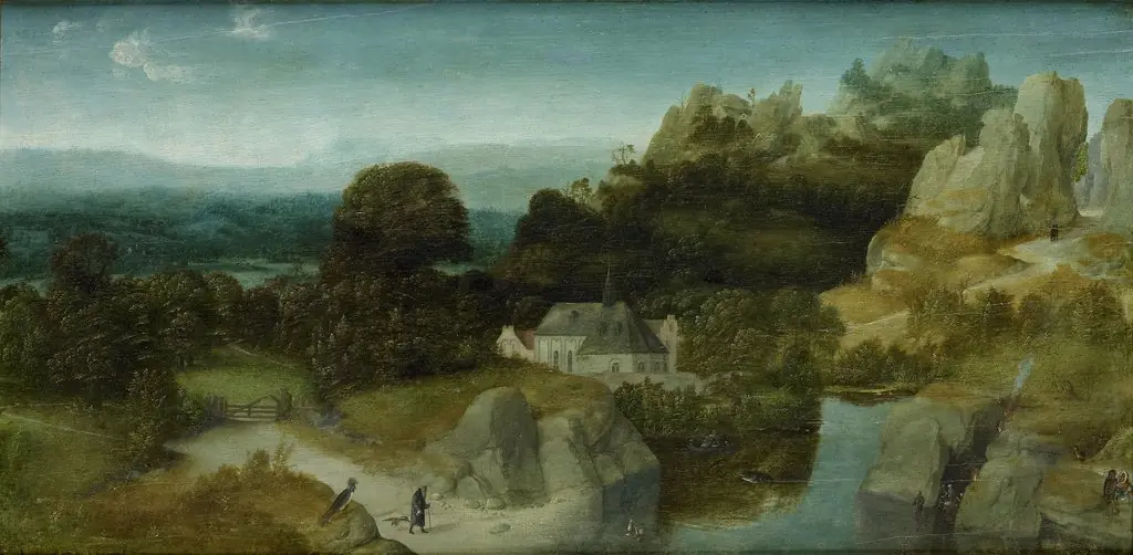 Landscape with the temptation of St Antony, by Joachim Patinir, oil, 1515