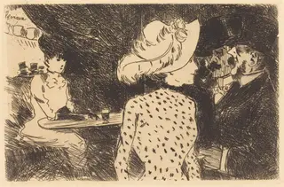 Les Folies-Bergère (planche refusée, 2e planche) (The Folies Bergère) (refused plate, second plate), by Jean-Louis Forain, ink, 1880