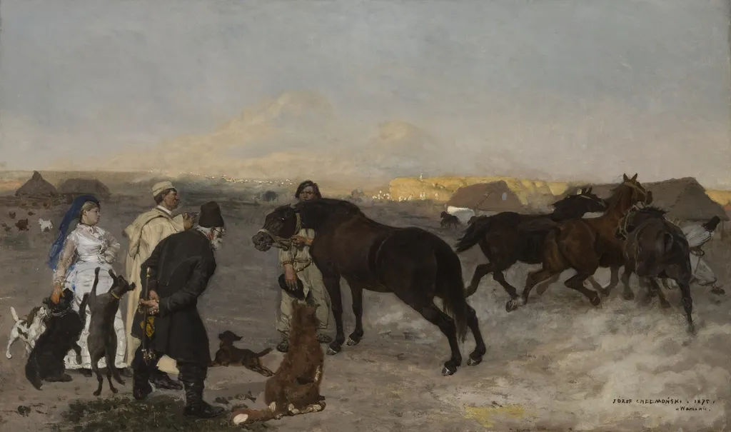 On the Farm, by Józef Chełmoński, oil, 1875