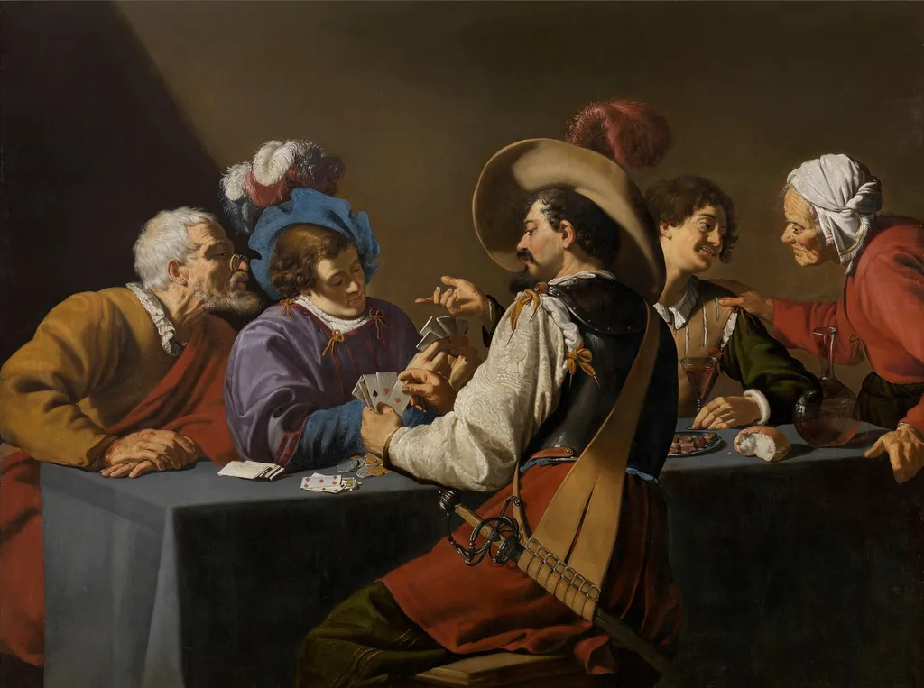 Card Players, by Theodoor Rombouts, oil, 1650