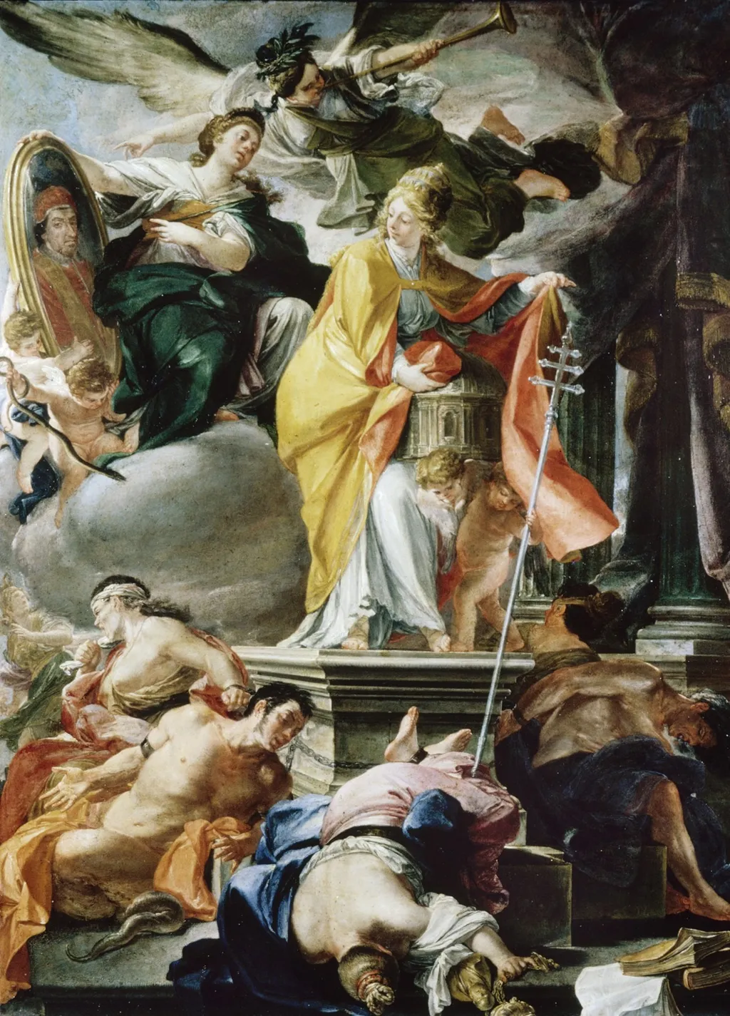 Allegory of the Papacy of Clement XI, by Domenico Antonio Vaccaro, oil, 1720