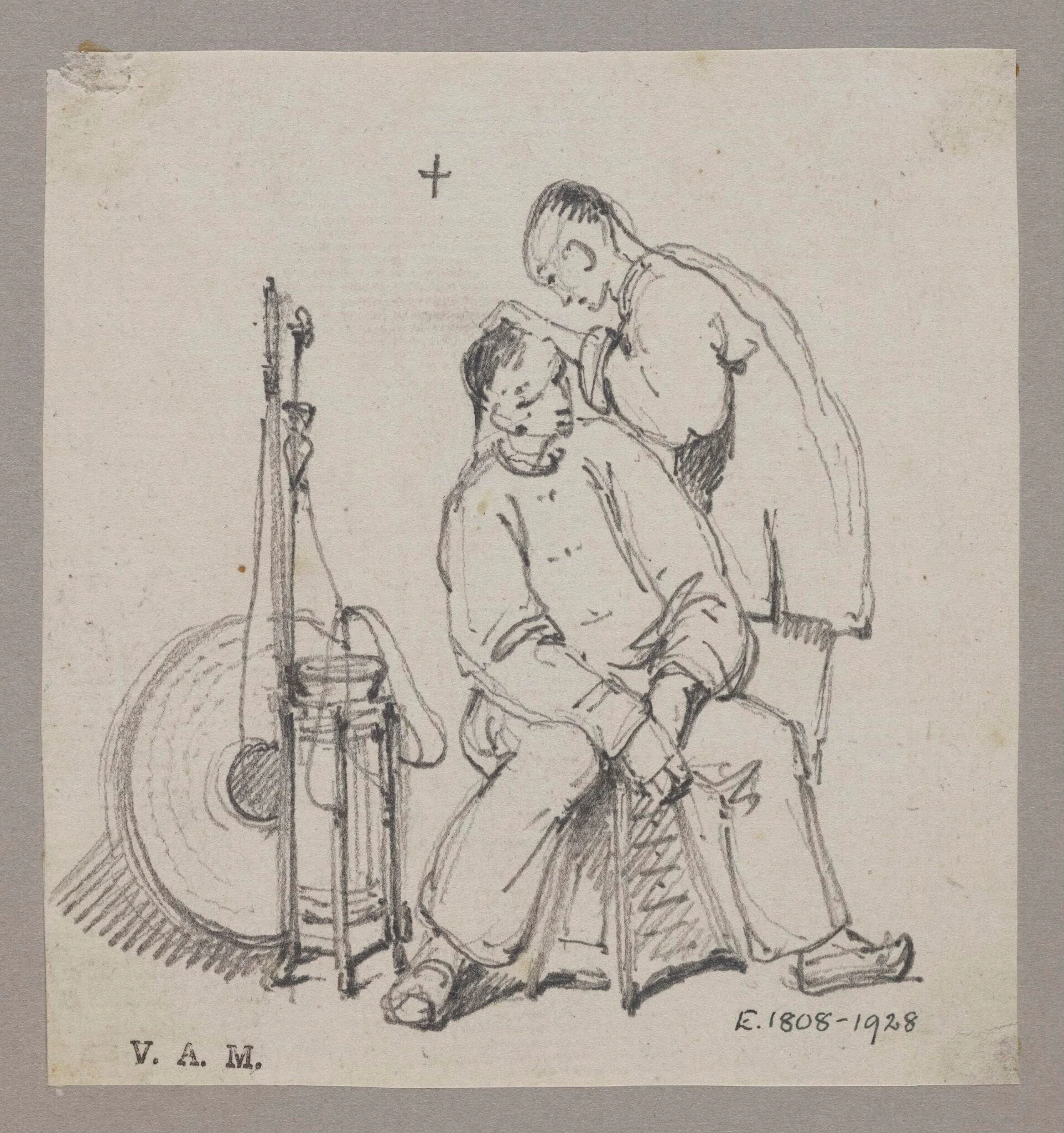 A Chinese barber and customer, detail