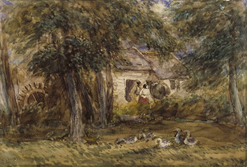 A Water-Mill near Bettws-y-Coed, by David Cox, watercolor, 1850