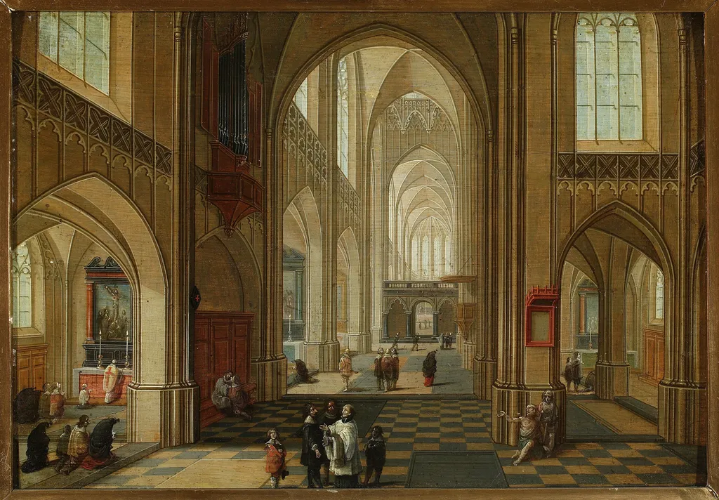 Church interior, by Pieter Neefs the Younger, oil, 1657