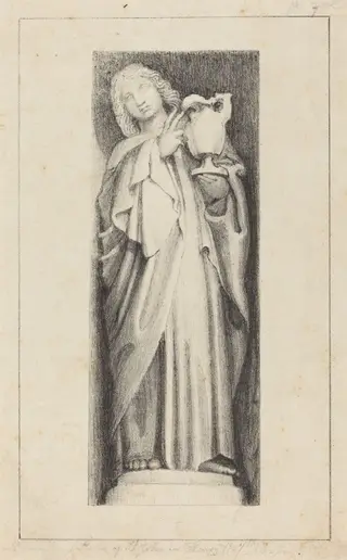 Saint John, from Henry the Seventh's Chapel  Westminster Abbey, by Maria Denman, ink, 1829