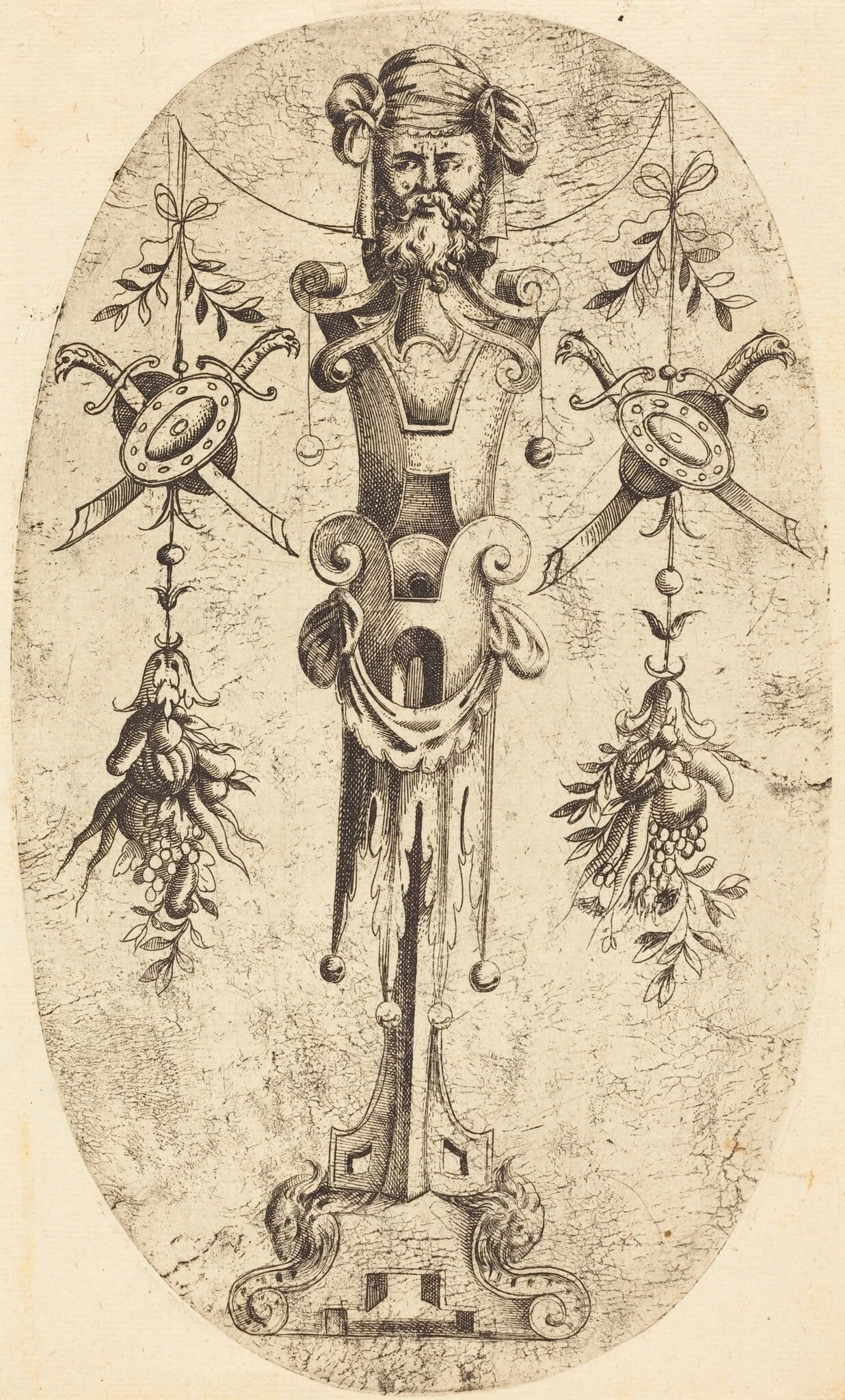 Bearded Head on a Pedestal, detail