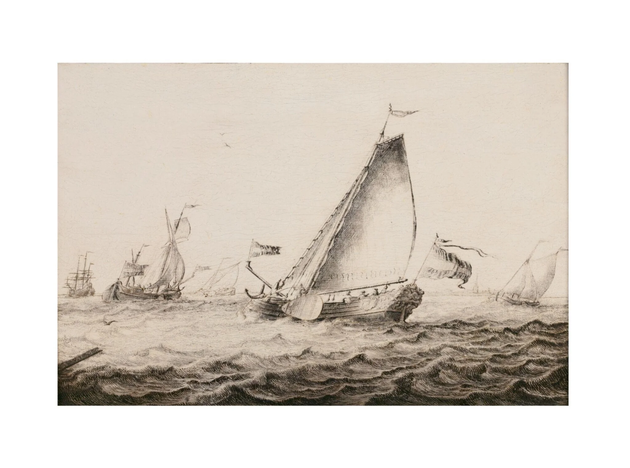 Yachts Sailing in a Breeze, detail