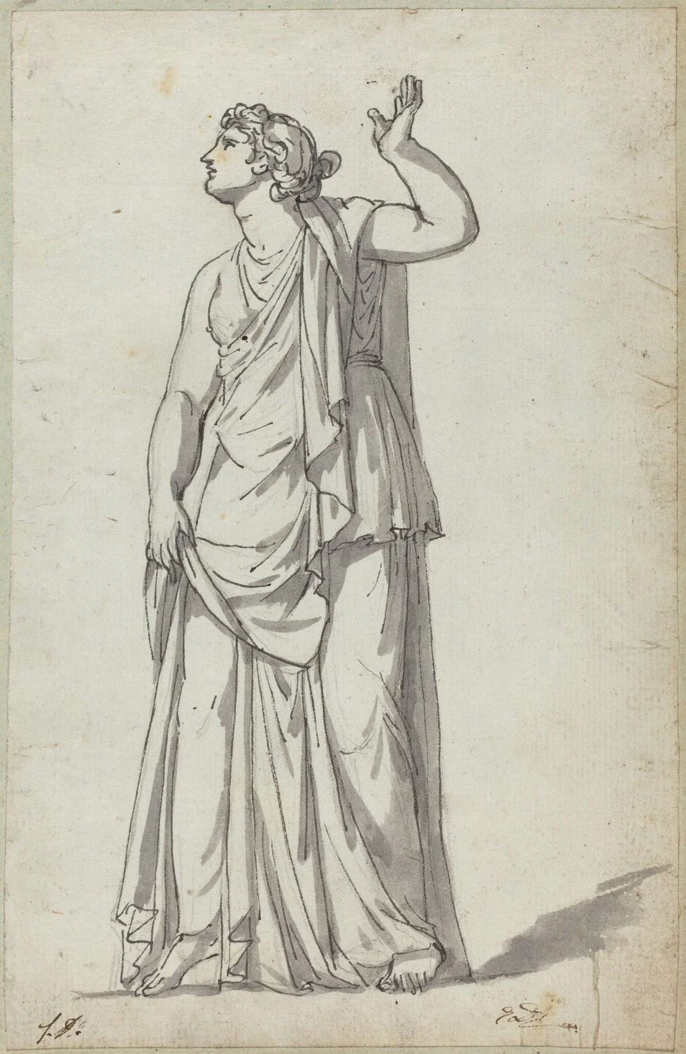 Roman Statue of a Muse (Anchyrrhoe), detail
