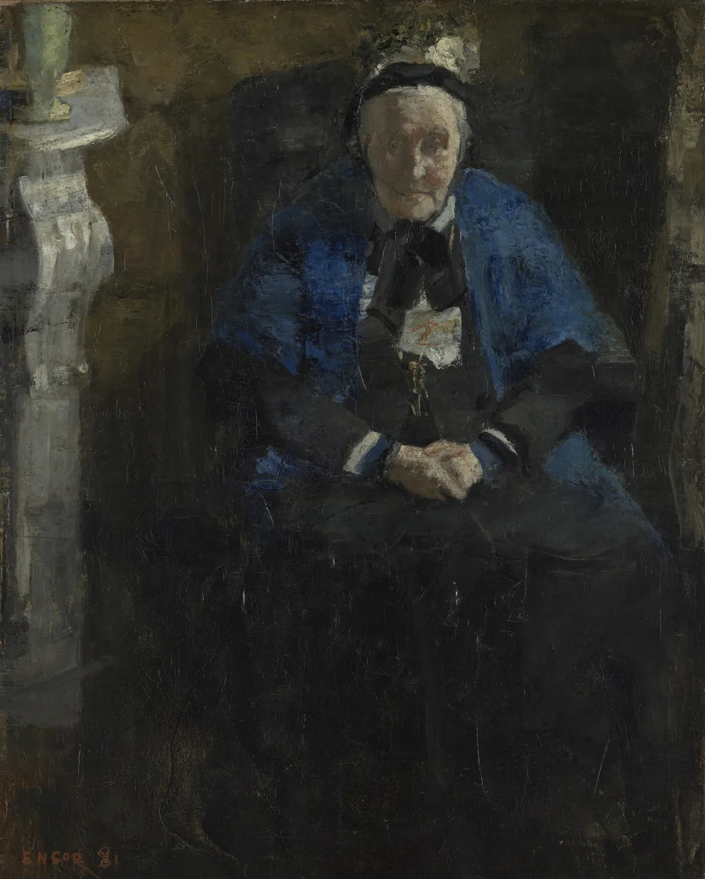 Woman with Blue Shawl, by James Ensor, oil, 1891