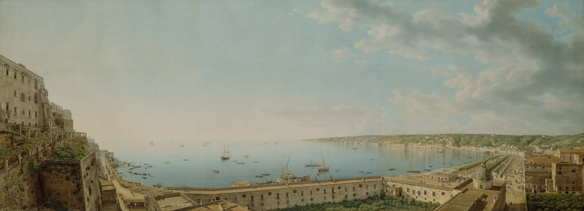 A View of the Bay of Naples, Looking Southwest from the Pizzofalcone towards Capo di Posilippo, detail