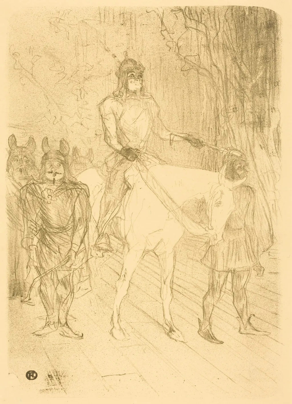 Entrance of Brasseur in "Chilperic" (Entrée de Brasseur dans "Chilpéric"), by Henri de Toulouse-Lautrec, ink, 1895