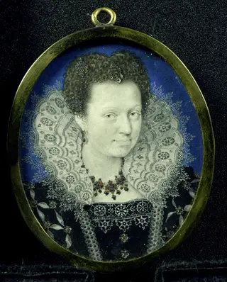 Portret van een vrouw, by Isaac Oliver, unspecified, 1598
