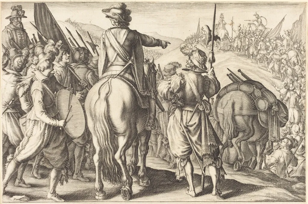 The Troops on the March, by Jacques Callot, ink, 1614