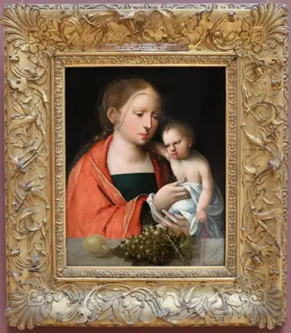 Maria met kind, by Master with the Parrot, oil, 1515