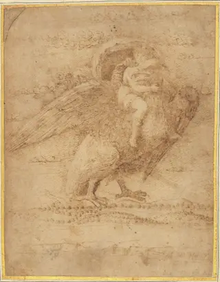 Jupiter and Ganymede Above an Extensive Landscape, by Giovanni Bellini, ink, 1494