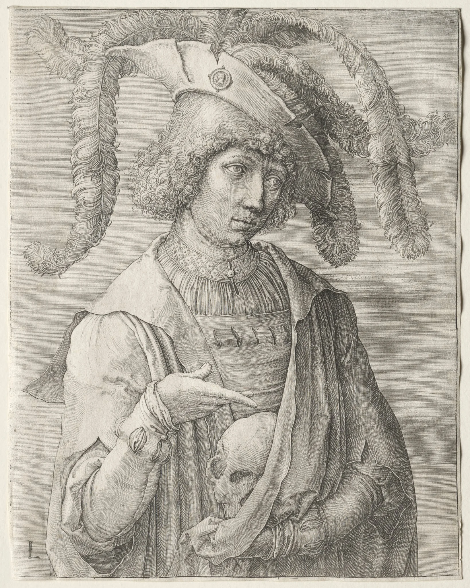 Portrait of a Young Man with a Skull, detail