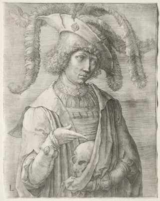 Portrait of a Young Man with a Skull, by Lucas van Leyden, 1519