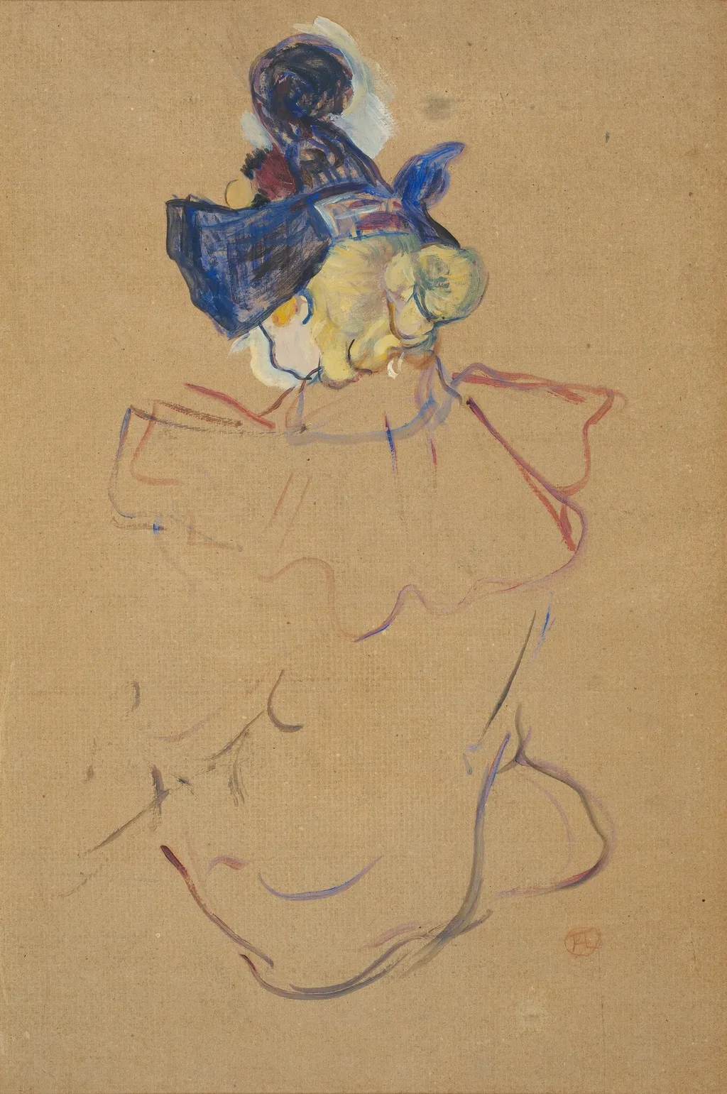 Seated Woman from Behind - Study for "Au Moulin Rouge", by Henri de Toulouse-Lautrec, oil, 1892