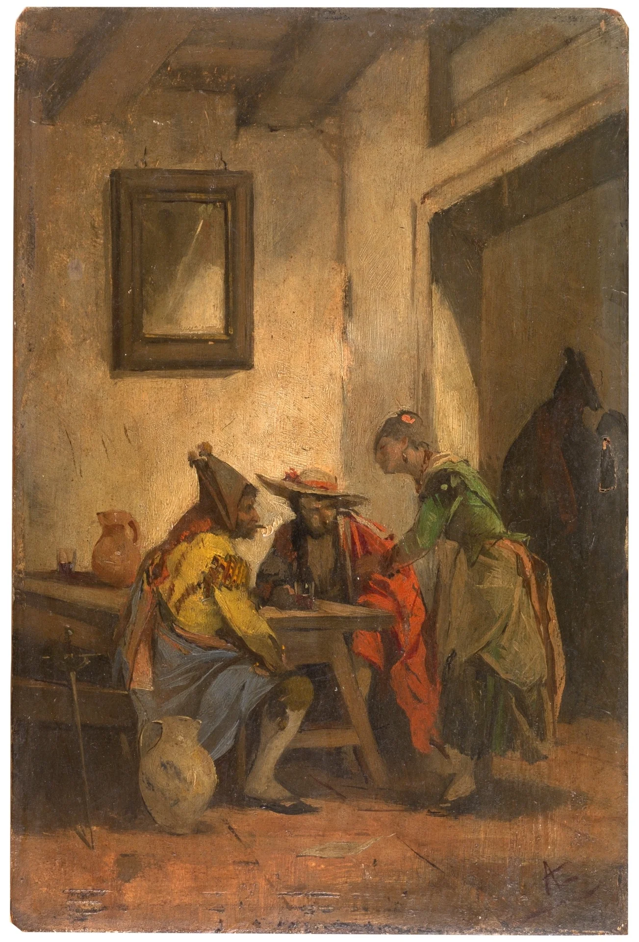 Bebedores en un mesón, detail