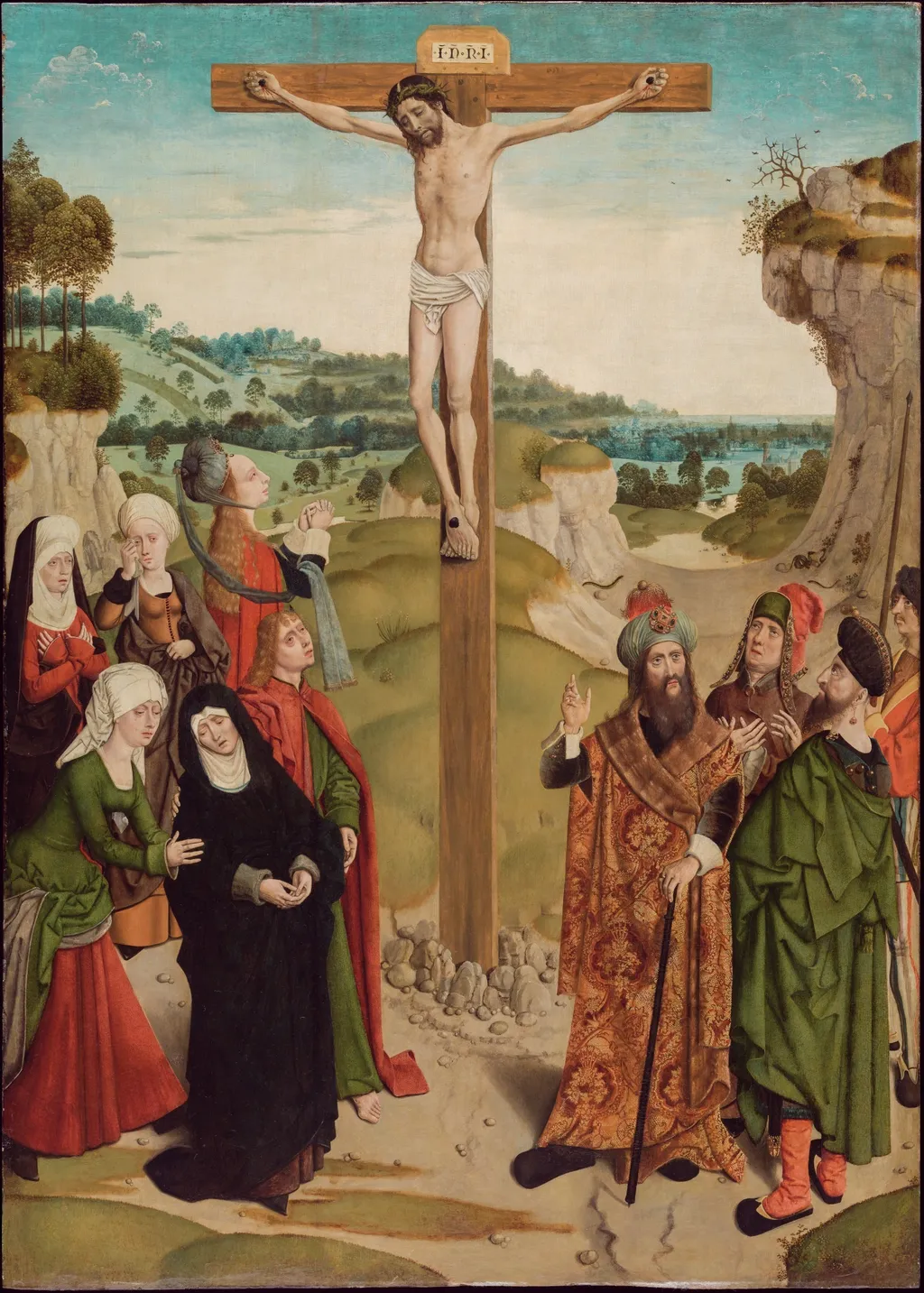 Crucifixion, by Master of the Tiburtine Sibyl, oil, 1493