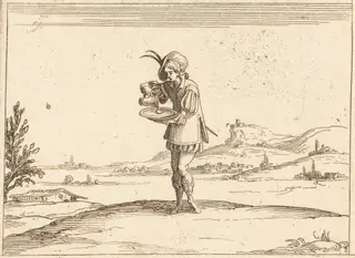 Man Washing a Pearl, by Jacques Callot, ink, 1628
