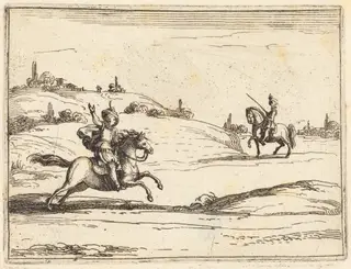 Two Knights, by Jacques Callot, ink, 1628