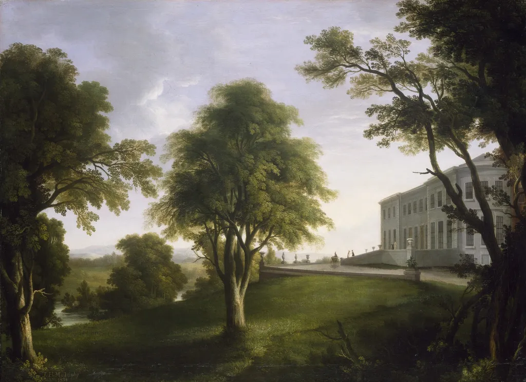 A Landscape with Curragh Chase, County Limerick, by Jeremiah Hodges Mulcahy, oil, 1834