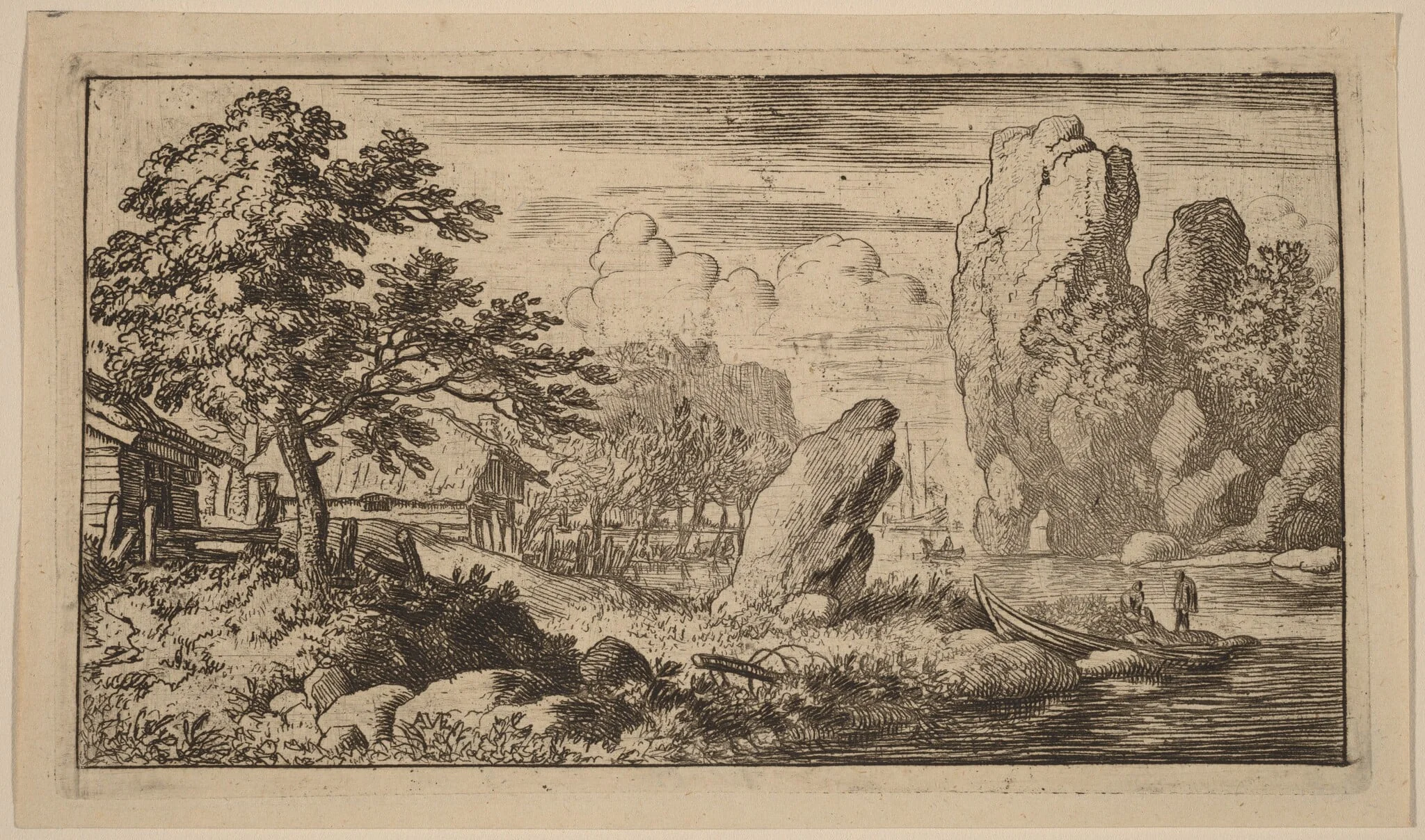 Pointed Boulder at the Bank of a River, detail