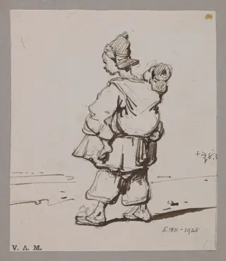 A Chinese child carrying another, by George Chinnery, 10