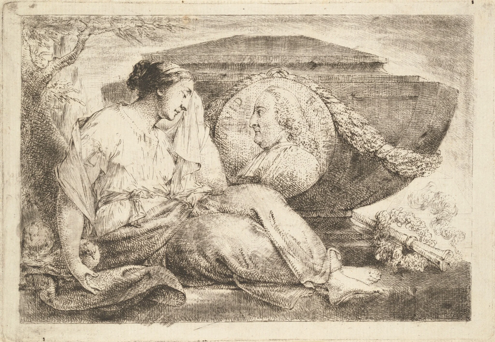 Love Mourns at the Tomb of Preacher Bruhn (Am Grabmal des predigers Bruhn trauert die eheliche Liebe), detail