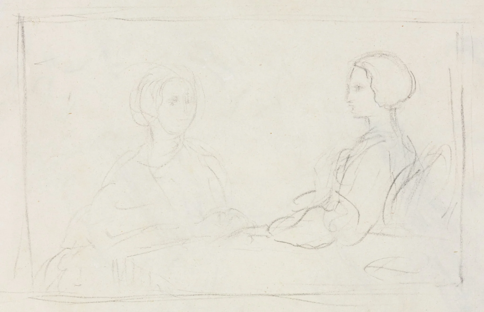 Two Seated Women (verso), detail