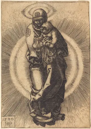 The Virgin and Child on the Crescent, by Sebald Beham, ink, 1520