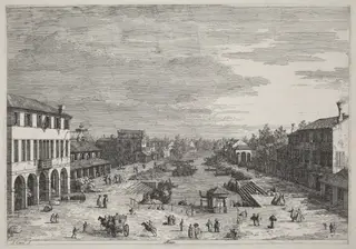 Mestre, by Canaletto, ink, 1740