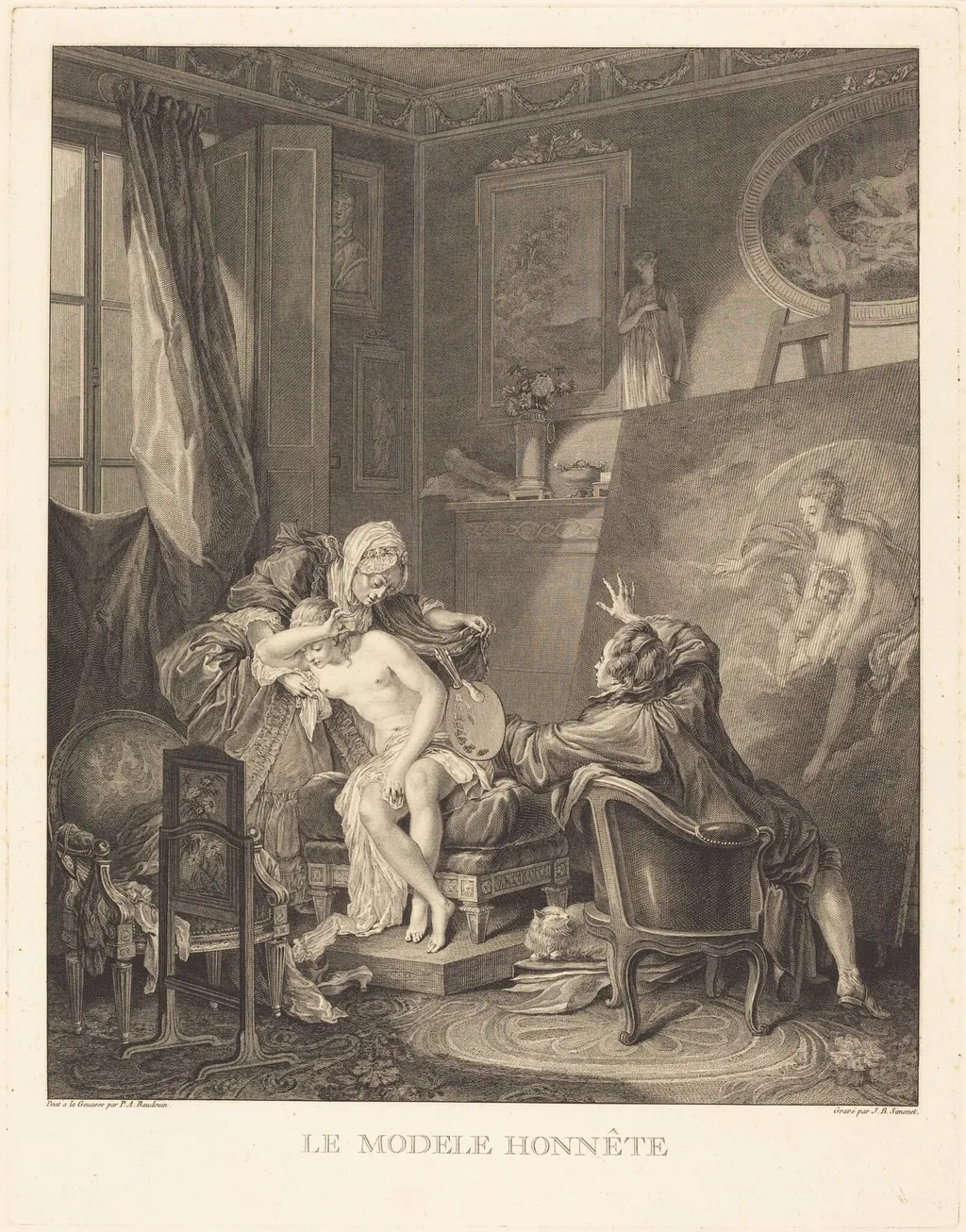 Le modèle honnête, by Jean-Baptiste Blaise Simonet, ink, 1771