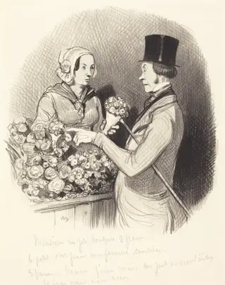 Le Jour ou il faut se montrer galant, by Honoré Daumier, ink, 1845