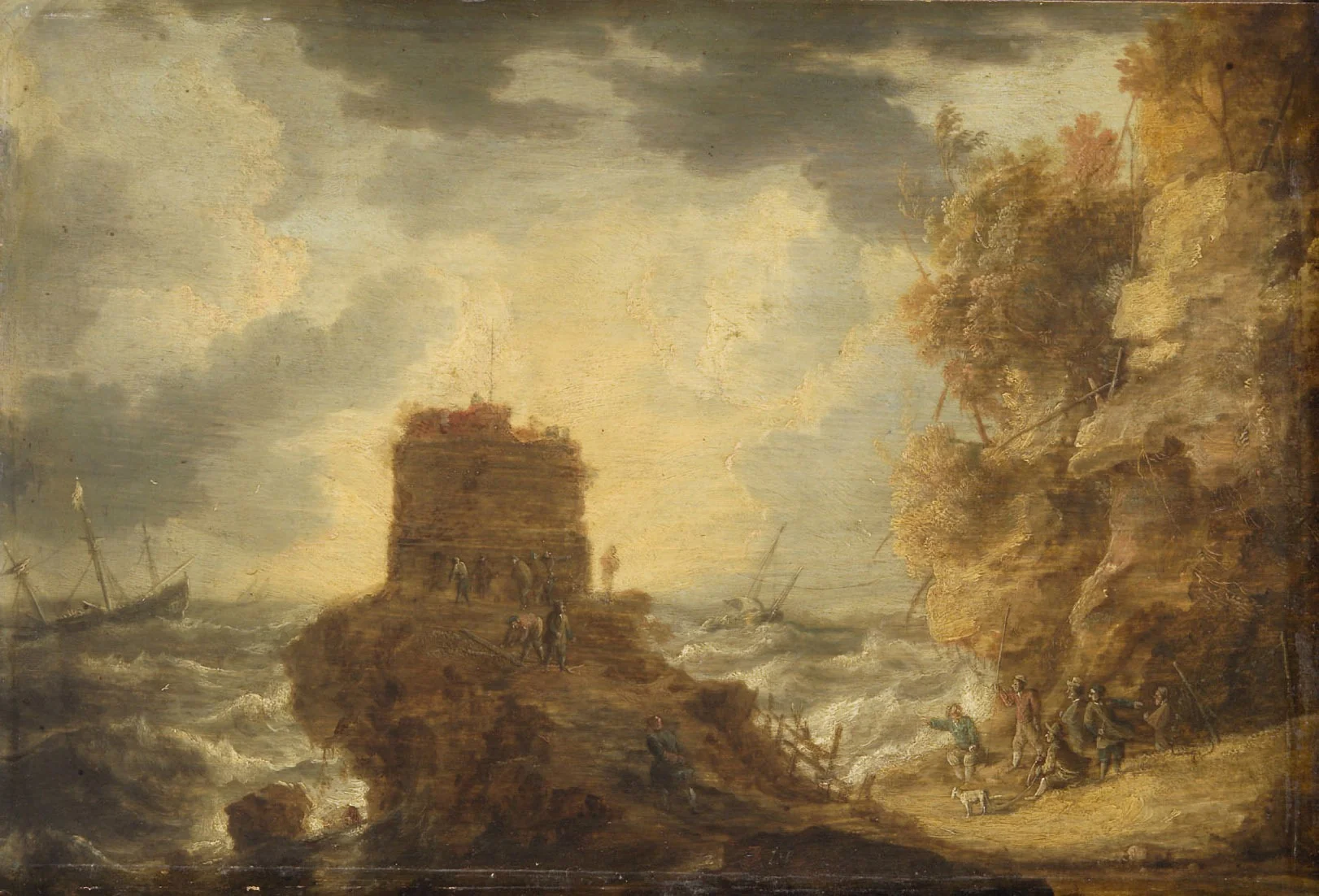 Felsküste mit Wachtturm, detail