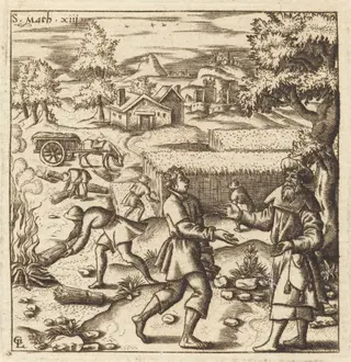 Parable of Weeds in the Wheat, by Léonard Gaultier, ink, 1578