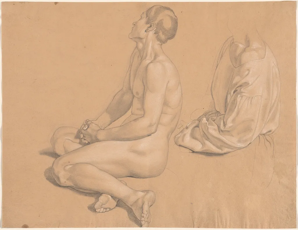 A Seated Man Nude and then Clothed, by Gustav Heinrich Naeke, graphite